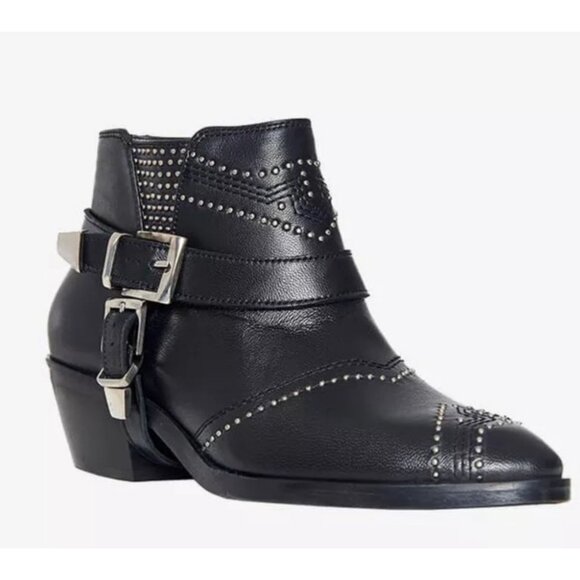 Anine Bing Bianca Black Studded Buckle Ankle Boots - Picture 1 of 13